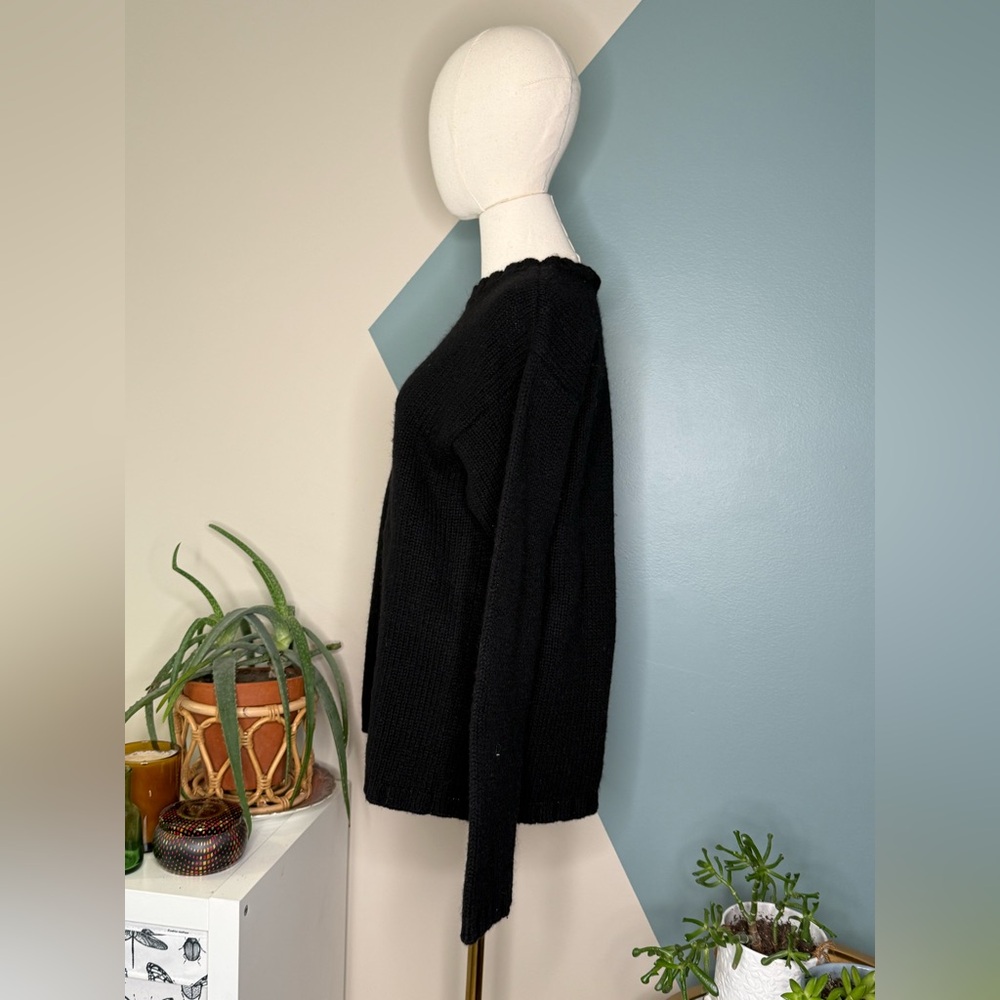 J.Crew Black 100% Wool Crewneck Sweater Women’s M Classic Minimal Knit - Picture 3 of 12